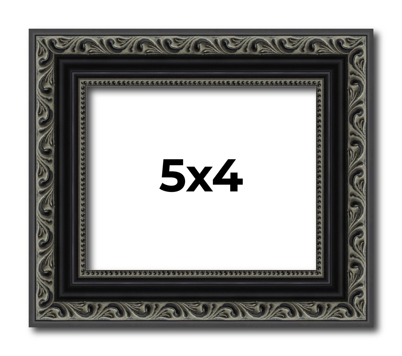 Photo Size Antique Black Picture Frame - UV Acrylic, Foam Board Backing, Hanging Hardware